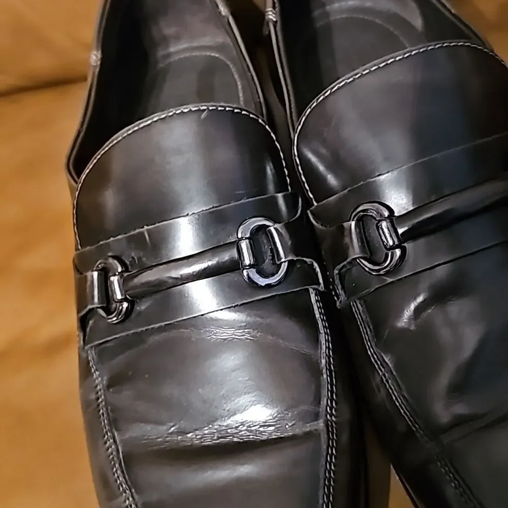 ‎BRUNO MAGLI Smoke Gray Leather Horsebit Loafers - Size 13